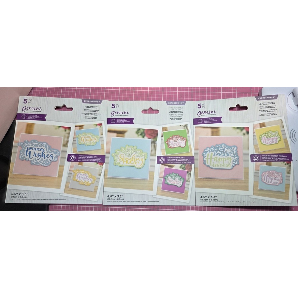Crafter's Companion SET-OF-3 Decorative Trio Dies 749379 (9 Sentiments 3 Frames)